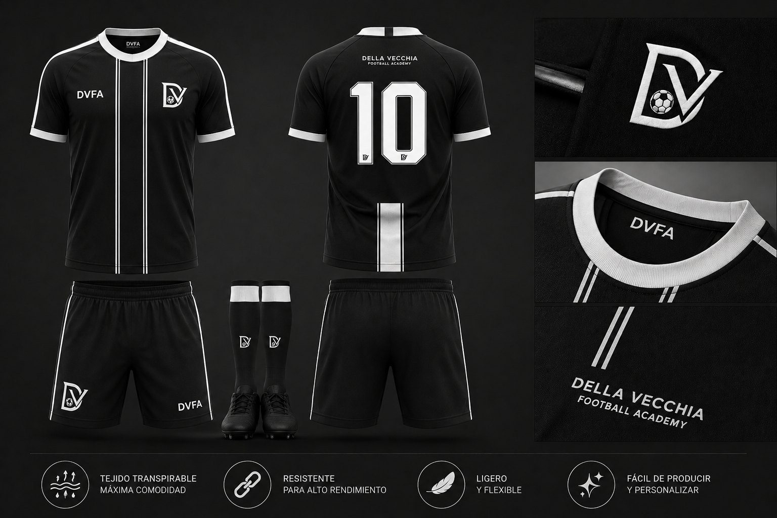 Uniforme oficial negro de DVFA
